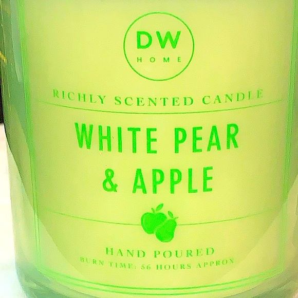 DW HOME CANDLE WHITE PEAR & APPLE RICHLY SCENTED NEW 2 WICK SOYWAX 15.1 oz - Picture 4 of 5